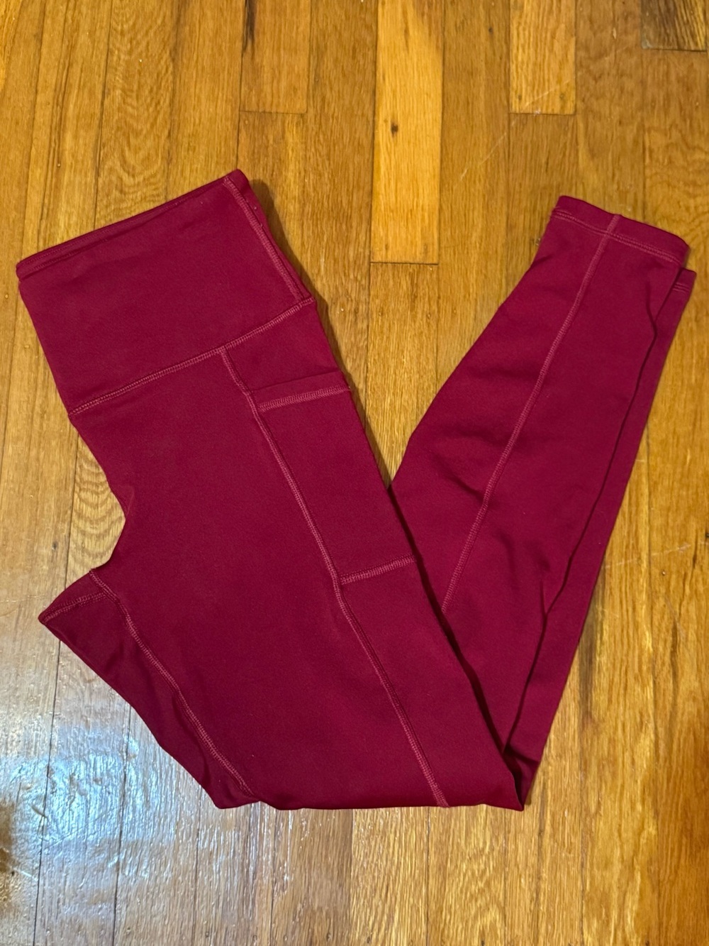 90 Degree By Reflex Women’s High-Waist Burgundy Active Leggings with Pockets
